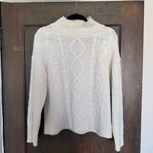 GAP Cream Cable Knit Turtleneck Sweater